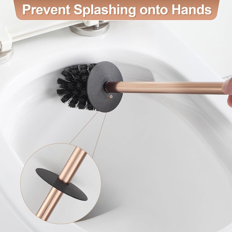 BVL Toilet Brush and Holder Set Rose Gold Freestanding for Bathroom - Image 3
